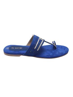 La Savie Navy Blue Women Kolhapuri Flats 2