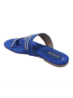 La Savie Navy Blue Women Kolhapuri Flats 3