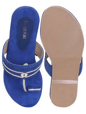 La Savie Navy Blue Women Kolhapuri Flats 4