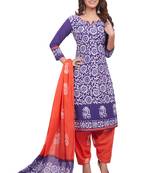 Purple printed cotton salwar