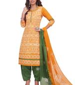 Yellow printed cotton salwar