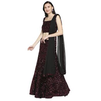 Pink plain polyester stitched lehenga 2