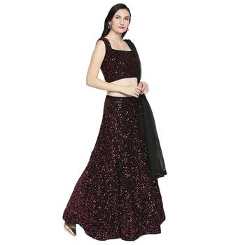 Pink plain polyester stitched lehenga 3