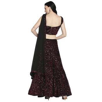 Pink plain polyester stitched lehenga 4
