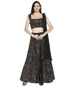 Gold plain polyester stitched lehenga