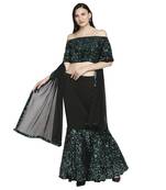 Green plain polyester stitched lehenga
