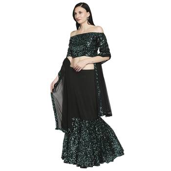 Green plain polyester stitched lehenga 2