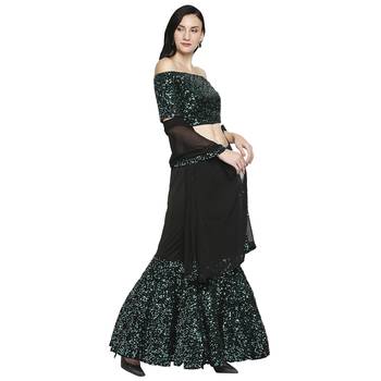 Green plain polyester stitched lehenga 3