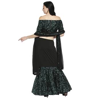 Green plain polyester stitched lehenga 4
