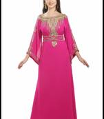 Pink Zari Work Georgette Farasha 