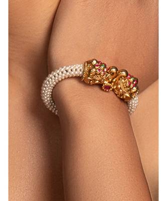 Trendy Gold and White Bangle for Parties 1
