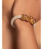 Trendy Gold and White Bangle for Parties