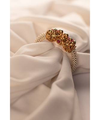 Trendy Gold and White Bangle for Parties 2