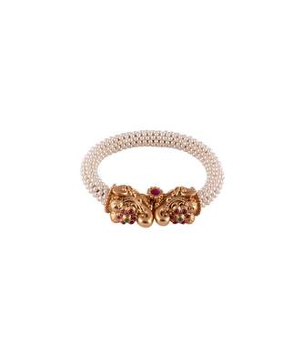 Trendy Gold and White Bangle for Parties 3