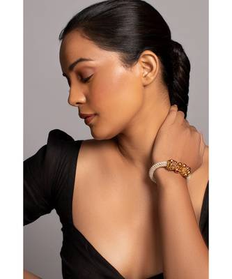 Trendy Gold and White Bangle for Parties 4