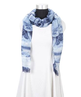 Aqua Color Floral Printed Viscose Scarf 1