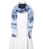 Aqua Color Floral Printed Viscose Scarf