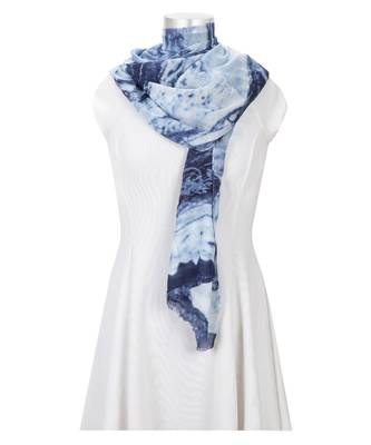 Aqua Color Floral Printed Viscose Scarf 2