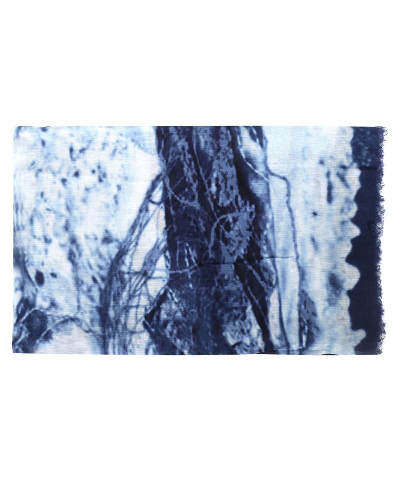 Aqua Color Floral Printed Viscose Scarf