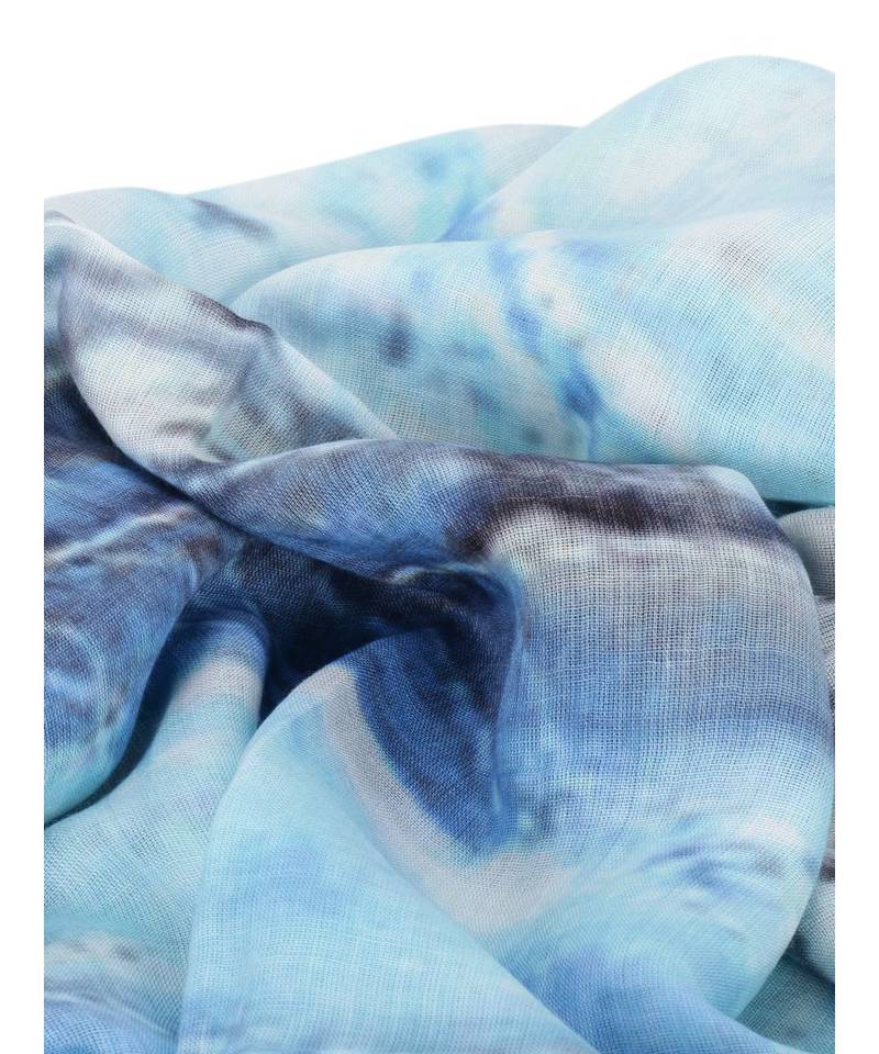 Aqua Color Floral Printed Viscose Scarf