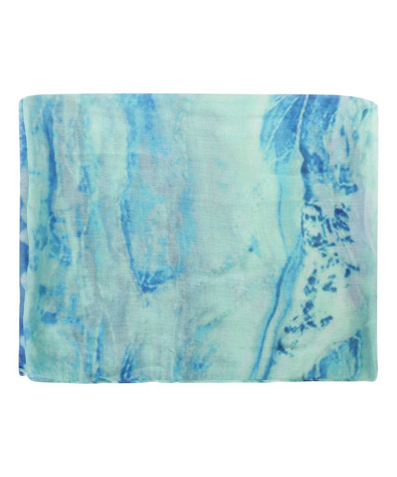 Navy Color Floral Printed Viscose Scarf