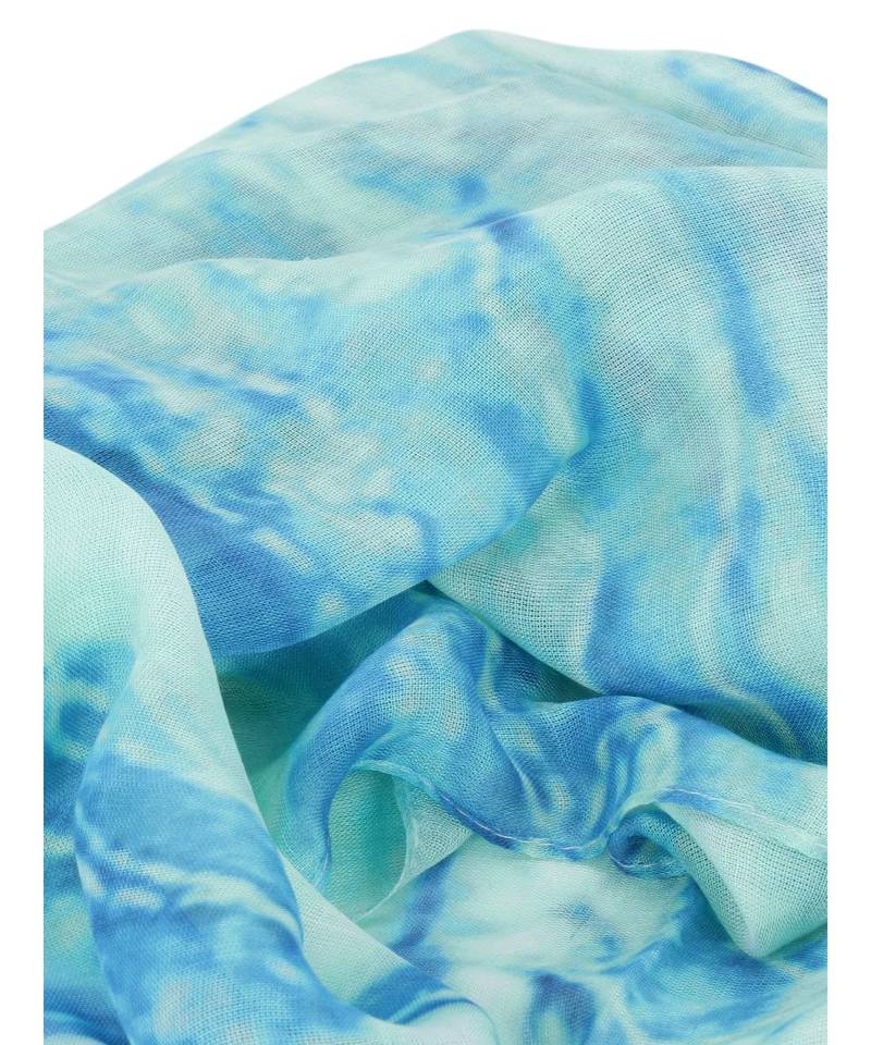 Navy Color Floral Printed Viscose Scarf