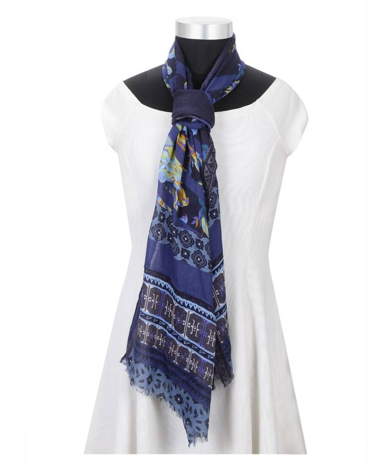 Milticolor Floral Printed Viscose Scarf