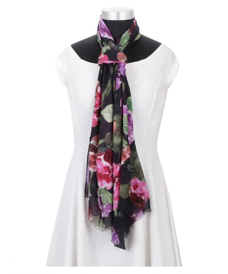 Milticolor Floral Printed Viscose Scarf