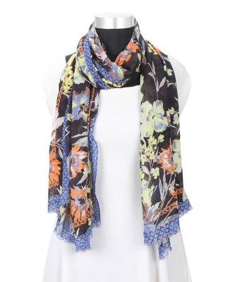 Milticolor Floral Printed Viscose Scarf 1