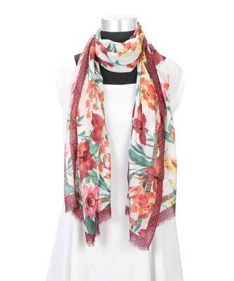 Milticolor Floral Printed Viscose Scarf 1