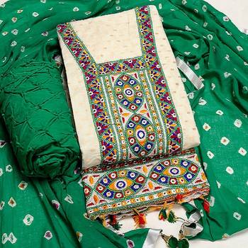 Multi Color Cotton Jacquard Bandhani Dress Material Unstitched 1
