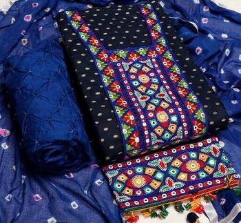 Multi Color Cotton Jacquard Bandhani Dress Material Unstitched 1