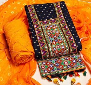 Multi Color Cotton Jacquard Bandhani Dress Material Unstitched 1