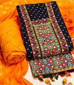 Multi Color Cotton Jacquard Bandhani Dress Material Unstitched