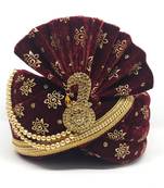 Wedding Wear Maroon Gold Print Turban