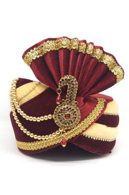 Groom Maroon With Cream Safa Turban 1