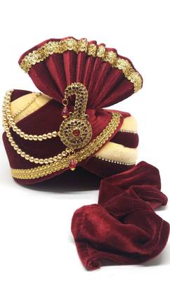 Groom Maroon With Cream Safa Turban 2