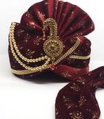 Maroon With Print Groom Safa Turban