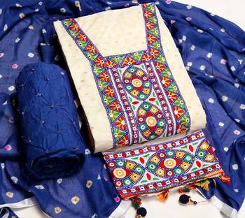 Multi Color Cotton Jacquard Bandhani Dress Material Unstitched 1