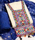 Multi Color Cotton Jacquard Bandhani Dress Material Unstitched
