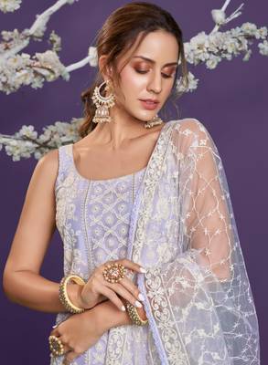 Lavender embroidered net salwar 3