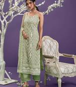 Light-green embroidered net salwar