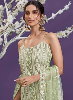 Light-green embroidered net salwar 3
