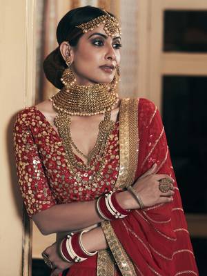 Maroon embroidered georgette semi stitched lehenga 3
