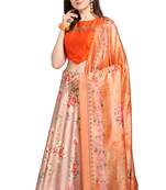 Mauve digital print silk semi stitched lehenga