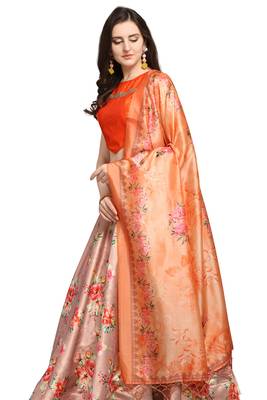 Mauve digital print silk semi stitched lehenga 2
