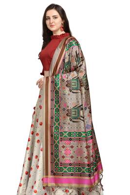 Off-white digital print silk semi stitched lehenga 2