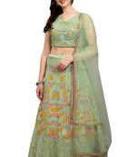 Light-green embroidered net semi stitched lehenga