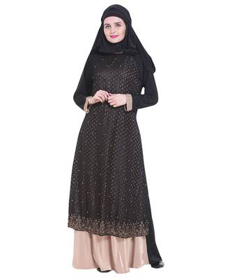 Black brasso polyester abaya 1