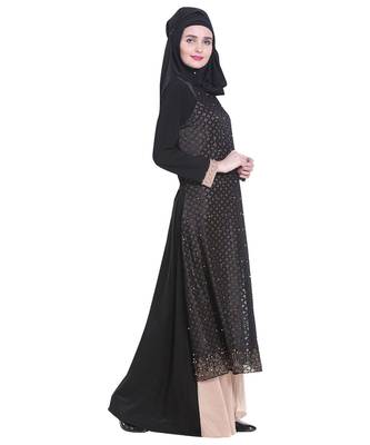 Black brasso polyester abaya 3